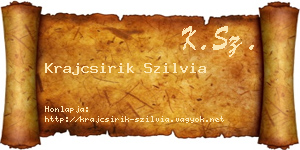 Krajcsirik Szilvia névjegykártya